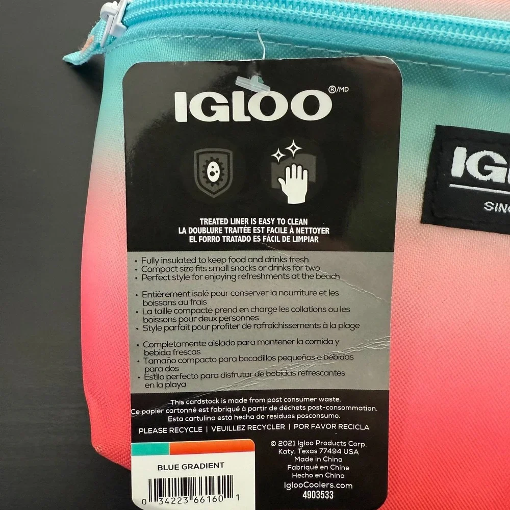 Igloo Hip Pack‎ Blue Gradient Adjustable Waist Strap 2-Can Capacity Cooler Bag